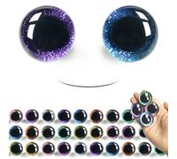 SEVENSUN 64 PCS 30mm Safety Eyes, 10 Colors Sparkling 3D Glitter Eyes with Washers, Doll Eyes Stuffed Crochet Eyes, Craft Doll Making Safety Eyes for Crocheting Amigurumi