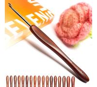 SEVENSUN Crochet Hook 4.0mm - Handmade Ergonomic Crochet Hook - Stainless Steel Wood Handle Crochet Hook - Dreadlock Crochet Hooks Needle Crochet Accessories Crochet Hooks for Arthritic Hands, Red