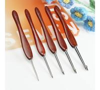 SEVENSUN Crochet Hook Artistan 5 Pack - 2mm, 3mm, 4mm, 5mm - Pure Handmade Polished Stainless Steel Hook - Blood Sandalwood Handle - High-end Crochet Hook Gift