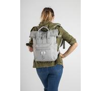 SEVENTEEN LONDON - Modern Cycling Light Grey 'Canary Wharf' Fold Roll Top Backpack in a Classic Slim Urban Design - Fits Laptops up to 15"