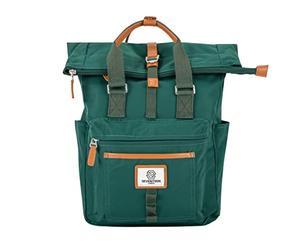SEVENTEEN LONDON - Modern Cycling Emerald Green 'Canary Wharf' Fold Roll Top Backpack in a Classic Slim Urban Design - Fits Laptops up to 15"