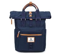SEVENTEEN LONDON - Modern Cycling Navy 'Canary Wharf' Fold Roll Top Backpack in a Classic Slim Urban Design - Fits Laptops up to 15"