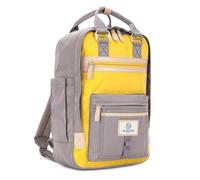 SEVENTEEN LONDON - Modern Urban Unisex Grey & Yellow 'Wimbledon' Backpack in a Classic Slim Simple Design - Fits Laptop up to 13”
