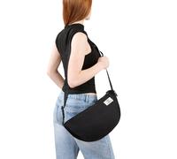 SEVENTEEN LONDON Hyde Park Black Nylon Multi Pocket Crescent Shoulder Crossbody Bag - Compact Adjustable & Water-Resistant Dumpling Bag For Women & Men - Festival & Daily Use