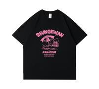 Seventeen Nana Tour T-Shirt Support Printed Merch Tshirt Cotton Oversize Tee Shirts Unisex for Fan(SEUNGKWAN-Black,3XL)