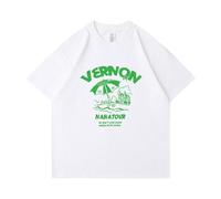 Seventeen Nana Tour T-Shirt Support Printed Merch Tshirt Cotton Oversize Tee Shirts Unisex for Fan(Vernon-White,S)