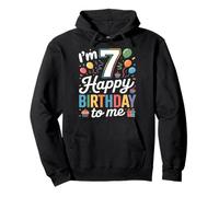 Seventh 7th Birthday Party Balloons 7 Birthday Boys Girls Pullover Hoodie