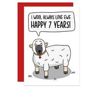 Seventh Anniversary Card, Wedding Anniversary A6 Card, Wool Anniversary, Funny Card, Sheep Pun Card, Card for Husband, Card for Wife, Seven Year Card (Wool 7 Year)