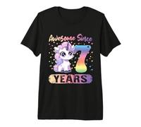 Seventh Birthday Daughter Unicorn Seven Years Bday Premium T-Shirt