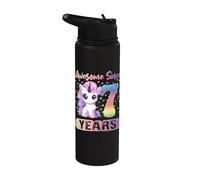 Seventh Birthday Daughter Unicorn Seven Years Bday Stainless Steel Insulated Water Bottle