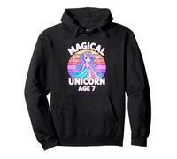 Seventh Birthday Girl Magical Unicorn Age 7 Pullover Hoodie