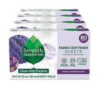 Seventh Generation Dryer Sheets Fabric Softener Fresh Lavender Scent with 100% Essential Oils and Botanical Ingredients 80 Sheets (Pack of 4)