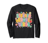 Seventh Grade Vibes Retro First Day Back to School Students Long Sleeve T-Shirt