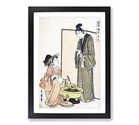 Seventh Hour of The Night by Kitagawa Utamaro Framed Print | A2 Black Framed Wall Art | Ready to Hang | Modern Nature Picture | Living Room Bedroom Lounge Office