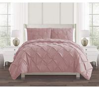 SeventhStitch Diamond Pinch Pleat Pintuck Duvet Cover Set 100% Soft Brushed Microfibre Quilt Covers Bedding Bed Sets Single Double King Super King with Pillow Cases (Pink, King)