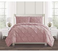 SeventhStitch Diamond Pinch Pleat Pintuck Duvet Cover Set 100% Soft Brushed Microfibre Quilt Covers Bedding Bed Sets Single Double King Super King with Pillow Cases (Pink, Super King)
