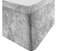 SeventhStitch Extra Deep Crushed Velvet Divan Bed Base Wrap Elasticated Sheet Frame Cover Single Double King Super King Bed Skirt Valance Sheets (King), Silver Grey (BB112)