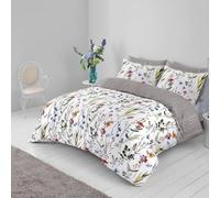SeventhStitch Floral Super King Duvet Set | Super Soft Brushed Microfiber White Duvet Cover Bedding Sets, Breathable, Reversible Grey Quilt Covers Easy Care Machine Washable