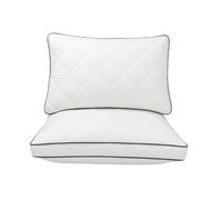 SeventhStitch Pillows 2 Pack Soft Quilted Bed Pillow Side Sleeper Bounce Back Hotel Quality - White Pillows Neck Pillow Shoulder Back Support Firm Machine Washable (4, Quilted Cloud Pillow)