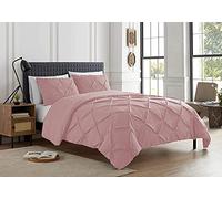 SeventhStitch Pintuck Duvet Cover Set with Pillowcases 100% Cotton Quilt Covers Bedding Bed Set Single Double King Super King Size (Pink, King)