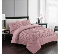 SeventhStitch Pintuck Duvet Cover Set with Pillowcases 100% Microfiber Quilt Covers White/Grey/Charcoal/Pink Bedding Bed Sets Double King Super King Size (Pink, Double)
