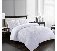 SeventhStitch Pintuck Duvet Cover Set with Pillowcases 100% Microfiber Quilt Covers White/Grey/Charcoal/Pink Bedding Bed Sets Double King Super King Size (White, Super King)