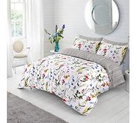 SeventhStitch Printed Duvet Cover Set 3 Piece, 100% Cotton Percale 200 Thread Count Reversible Quilt Covers White | Black | Charcoal Grey | Bedding Sets Double King Super King Size (King)