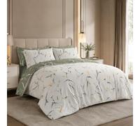 SeventhStitch Printed Duvet Cover Set 3 Piece, 100% Soft Microfiber 200 Thread Count Reversible Quilt Covers Bedding Sets Double King Super King Size (Green Leaves, Super King)