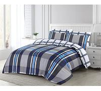 SeventhStitch Printed Duvet Cover Set with Pillow Cases 100% Egyptian Cotton White, Charcoal Grey Bedding 200 Thread Count Reversible Quilt Covers Double King Super Size Bed (Gingham, King), GN-22