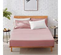SeventhStitch The Art of Fine Living Fitted Sheets 100% Egyptian Cotton 200 Thread Count 40CM/16'' Soft Extra Deep Pocket Bottom Sheet Single Double King SuperKing Size (Pink, Single), (FTD-124)