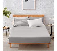 SeventhStitch The Art of Fine Living Fitted Sheets 100% Egyptian Cotton 200 Thread Count 40CM/16'' Soft Extra Deep Pocket Bottom Sheet Single Double King (Silver Grey, Double), (FTD-124)