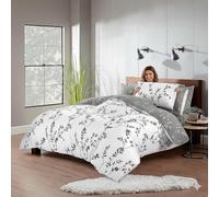SeventhStitch White Super King Duvet Set - Premium Brushed Microfiber Duvet Cover with Pillow Cases Super Soft Bedding Sets Breathable Reversible Silver Gery Quilt Covers, Easy Care Machine Washable