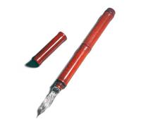 SeventyTwo Handmade Glass Dip Pen with Wood Handle, Fine Point, Black Ink, Adult Writing Instrument with Display Case (Red)