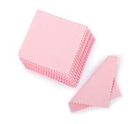 SEVENWELL 50pcs Jewelry Cleaning Cloth Pink Polishing Cloth for Sterling Silver Gold Platinum Small Silver Polish 8x8cm