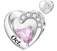 SEVENWELL October Charms for Panodra Birthstone Charm Sterling Silver Heart Charm Marigold Months Flower