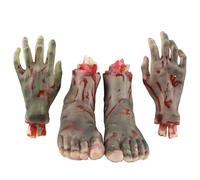 Severed Body Parts 4Pcs/Set Bloody Chopped Off Fake Body Parts Includes 2 Hands & 2 Feet Realistic Scary Halloween for Haunted House, Prank, Party, Halloween 2025