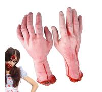 Severed Hand Halloween Prop - Realistic Bloody Broken Hands, Creepy Silicone Arm Decoration | Horror Bloody Gauze Wrap, Haunted House Scene Decor, Zombie Makeup Accessory For Costume Party