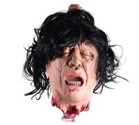 Severed Head Halloween Scary Props, 26x50cm Latex Realistic Fake Head, Scary Bloody Cut Off Head for Haunted House Prank Movie Decor