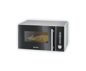 SEVERIN 3-in-1 microwave oven with grill and hot air function, mini oven with 10 power settings, multifunctional microwave with turntable and grill grate, black, MW 7773