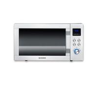 SEVERIN 3-in-1 microwave with glass base, grill and hot air function, microwave oven, microwave with large usable area for square dishes, black/stainless steel, MW 7777