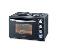 SEVERIN Mini Oven with Rotating Heat 30 L with Spit and Hob, Oven 2500 W Elegant Design, Electric Mini Oven Timer 120 min, Black/Stainless Steel, TO 2074