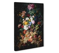 Severin Roesen Still Life Flower Bouquet Canvas Print | Gallery Wrapped 30mm Frame Wall Art | 30x20 inches | Ready to Hang | Modern Floral Picture | Living Room Bedroom Lounge Office