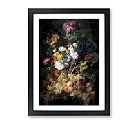 Severin Roesen Still Life Flower Bouquet Modern Cb Framed Print | A2 Black Framed Wall Art | Ready to Hang | Modern Floral Picture | Living Room Bedroom Lounge Office