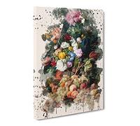 Severin Roesen Still Life Flower Bouquet Modern Fc Canvas Print | Gallery Wrapped 30mm Frame Wall Art | 30x20 inches | Ready to Hang | Modern Floral Picture | Living Room Bedroom Lounge Office