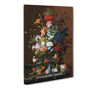 Severin Roesen Still Life Flowers And Birds Nest Canvas Print | Gallery Wrapped 30mm Frame Wall Art | 24x16 inches | Ready to Hang | Classic Floral Picture | Living Room Bedroom Lounge Office