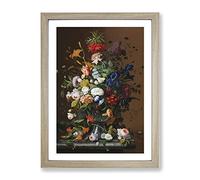 Severin Roesen Still Life Flowers And Birds Nest Classic Painting Framed Print | A2 Oak Framed Wall Art | Ready to Hang | Classic Floral Picture | Living Room Bedroom Lounge Office