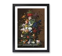 Severin Roesen Still Life Flowers And Birds Nest Classic Painting Framed Print | A3 Black Framed Wall Art | Ready to Hang | Classic Floral Picture | Living Room Bedroom Lounge Office