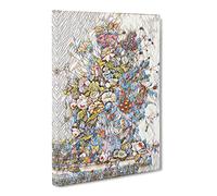 Severin Roesen Still Life Flowers And Birds Nest Modern Bg Canvas Wall Art Print Ready to Hang, Framed Picture for Living Room Bedroom Home Office Décor, 24x16 Inch (60x40 cm)