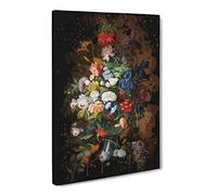 Severin Roesen Still Life Flowers And Birds Nest Modern Cb Canvas Print | Gallery Wrapped 30mm Frame Wall Art | 24x16 inches | Ready to Hang | Modern Floral Picture | Living Room Bedroom Lounge Office