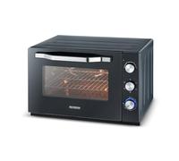 SEVERIN XXL oven with rotating heat 60 L, oven with pizza stone and spit 2,200 W simple and elegant design, electric oven with timer 120 min, black/stainless steel, TO 2073